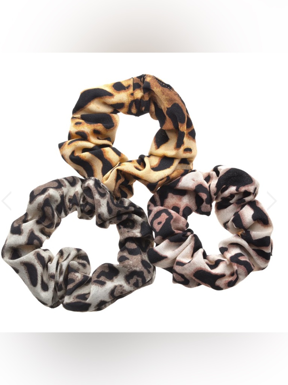 NWT. nOir Ombré Leopard Print Scrunchie Set in Tan and Black, 3 Pack